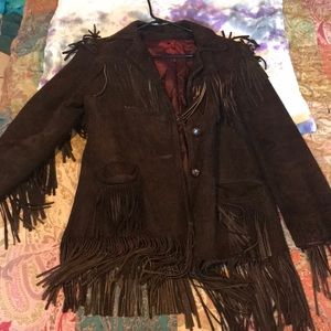 Brown suede fringe jacket